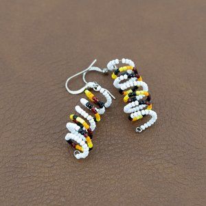 Beaded Spiral Dangle Earrings